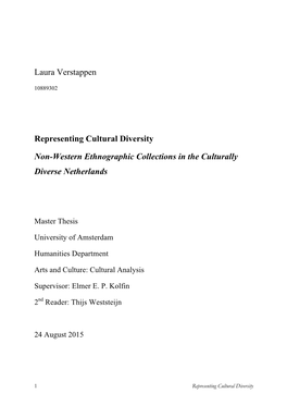 Laura Verstappen Representing Cultural Diversity Non-Western