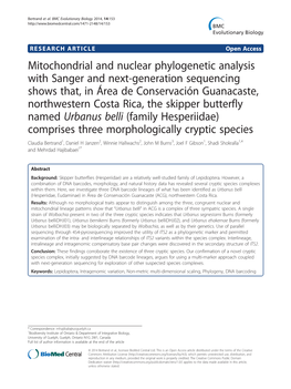 Mitochondrial and Nuclear Phylogenetic Analysis with Sanger