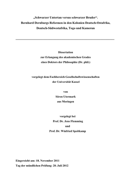 Bernhard Dernburgs Reformen in Den Kolonien Deutsch-Ostafrika, Deutsch-Südwestafrika, Togo Und Kamerun