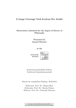 A Large Coverage Verb Lexicon for Arabic