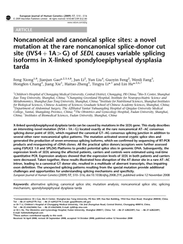 Noncanonical and Canonical Splice Sites