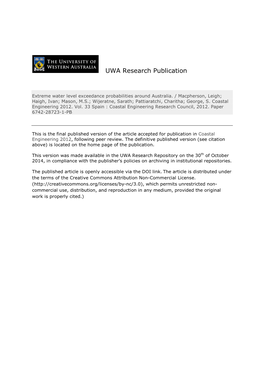 UWA Research Publication