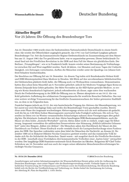 Aktueller Begriff Vor 25 Jahren: Die Öffnung Des Brandenburger Tors