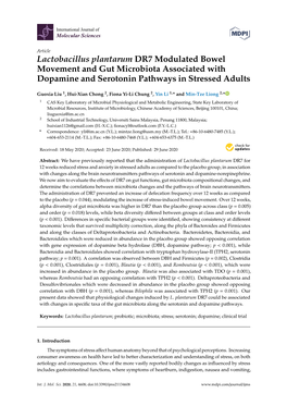 Lactobacillus Plantarum DR7 Modulated Bowel Movement and Gut Microbiota Associated with Dopamine and Serotonin Pathways in Stressed Adults