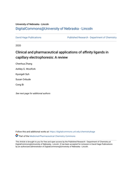 Clinical and Pharmaceutical Applications of Affinity Ligands in Capillary Electrophoresis: a Review