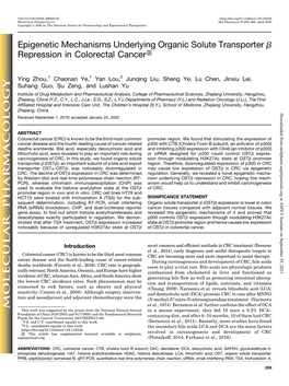 Epigenetic Mechanisms Underlying Organic Solute Transporter Β