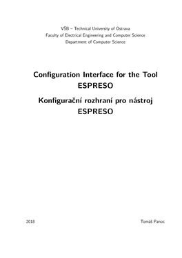 Configuration Interface for the Tool ESPRESO Konfigurační Rozhraní Pro Nástroj ESPRESO