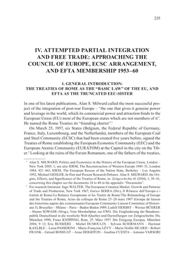 Iv . Attempted Partial Integration and Free Trade: Approaching the Council of Europe, Ecsc Arrangement, and Efta Membership 1953–60