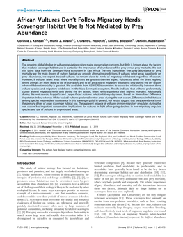 African Vultures Don't Follow Migratory Herds: Scavenger Habitat
