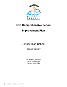 KDE Comprehensive School Improvement Plan Conner High School