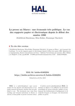 La Presse Au Maroc : Une Économie Très Politique