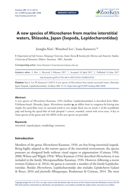 A New Species of Microcharon from Marine Interstitial Waters, Shizuoka, Japan (Isopoda, Lepidocharontidae)