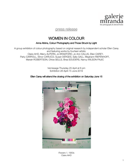 Galerie Miranda Press Release Women in Colour