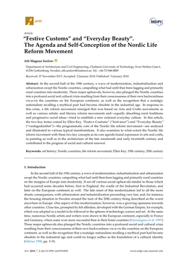 The Agenda and Self-Conception of the Nordic Life Reform Movement