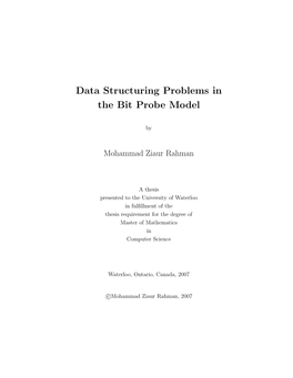 Data Structuring Problems in the Bit Probe Model