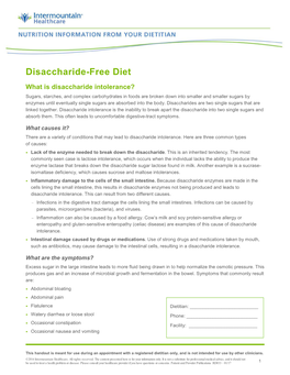 Disaccharide-Free Diet