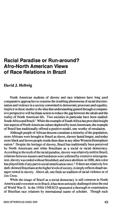 Racial Paradise Or Run-Around? Afro-North American Views of Race Relations in Brazil