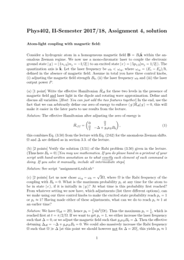 Phys402, II-Semester 2017/18, Assignment 4, Solution