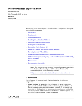 Oracle Database Express Edition Installation Guide for Linux