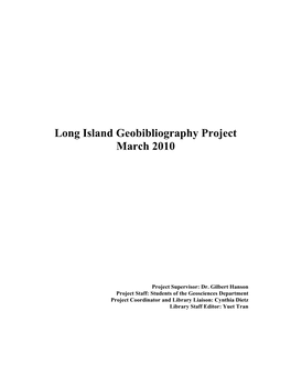 Long Island Geobibliography Project March 2010