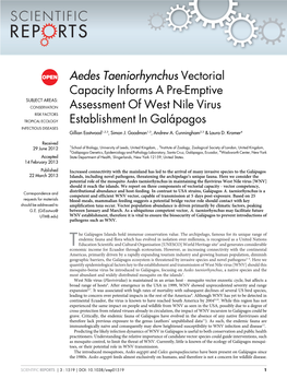 Aedes Taeniorhynchus Vectorial Capacity Informs a Pre-Emptive