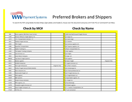 Preferred Brokers and Shippers