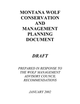 Montana Wolf Conservation and Management Planning Document