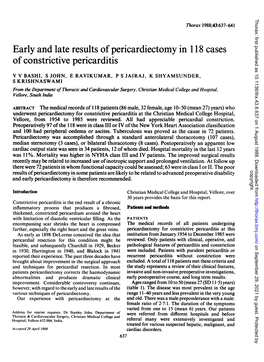 Early and Late Results of Pericardiectomy in 11 8 Cases of Constrictive Pericarditis