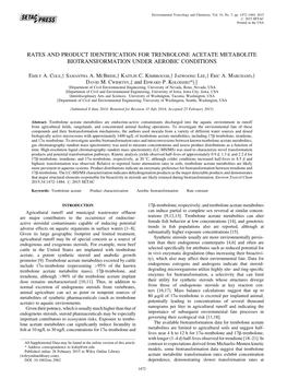 Rates and Product Identification for Trenbolone Acetate Metabolite Biotransformation Under Aerobic Conditions