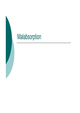 Malabsorption Definition