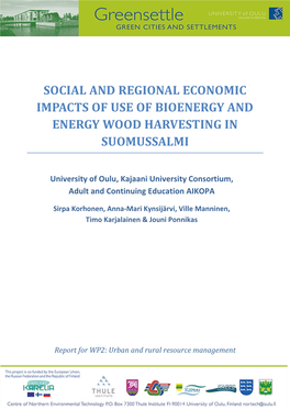 Social and Regional Economic Impacts of Use of Bioenergy and Energy Wood Harvesting in Suomussalmi