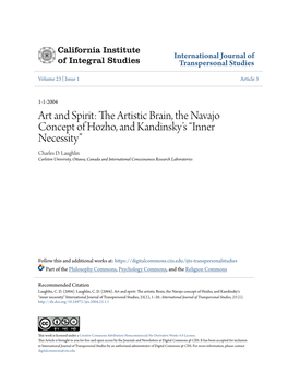 Art and Spirit: the Artistic Brain, the Navajo Concept of Hozho, and Kandinsky’S “Inner Necessity” Charles D