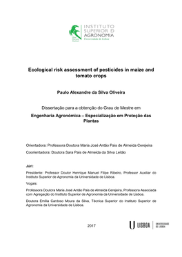 Ecological Risk Assessment of Pesticides in Maize and Tomato Crops