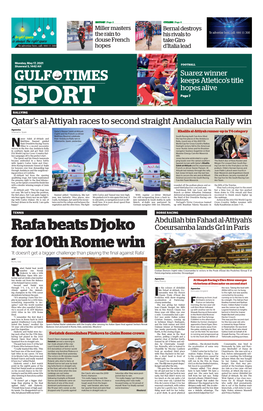 SPORT Page 7 RALLYING Qatar’S Al-Attiyah Races to Second Straight Andalucia Rally Win