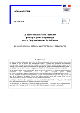 Afghanistan : Le Poste-Frontière De Torkham, Principal Point De Passage Entre L’Afghanistan Et Le Pakistan