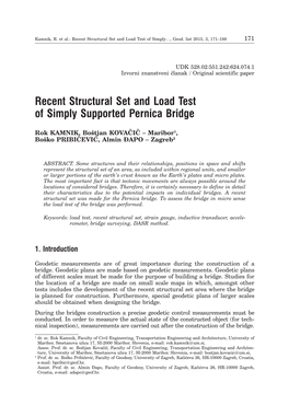 Recent Structural Set and Load Test of Simply Supported Pernica Bridge