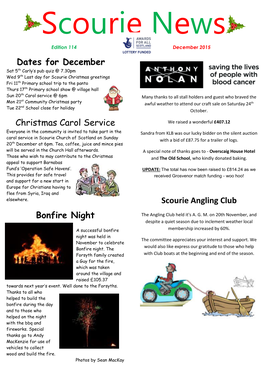 Dates for December Christmas Carol Service Bonfire Night Scourie