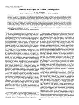 Parasitic Life Styles of Marine Dinoflagellates L