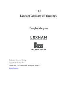 The Lexham Glossary of Theology