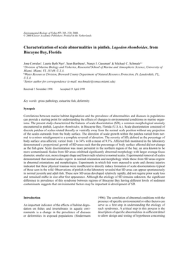 Characterization of Scale Abnormalities in Pinfish