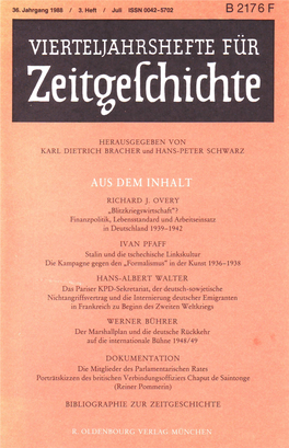 Vierteljahrshefte Für Zeitgeschichte Jahrgang 36(1988) Heft 3