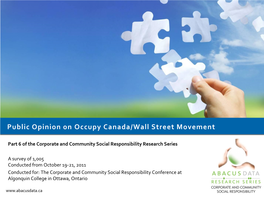 Public Opinion on Occupy Canada/Wall Street Movement