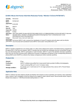 Mouse Anti Human Aldo-Keto Reductase Family 1 Member C1(Clone:PAT6D10AT.)