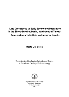 Late Cretaceous to Early Eocene Sedimentation in the Sinop-Boyabat Basin, North-Central Turkey