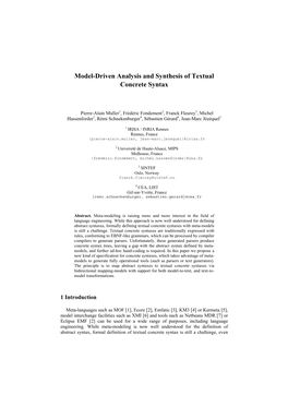 Model-Driven Analysis and Synthesis of Textual Concrete Syntax