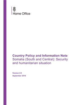 Somalia (South and Central): Security and Humanitarian Situation