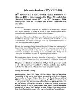 Information Brochure of 35Th JNNSEC-2008 35TH Jawahar Lal