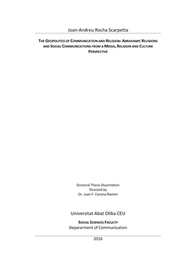 The Geopolitics of Communication and Religion: Abrahamic Religions and Social Communications from a Media, Religion and Culture Perspective