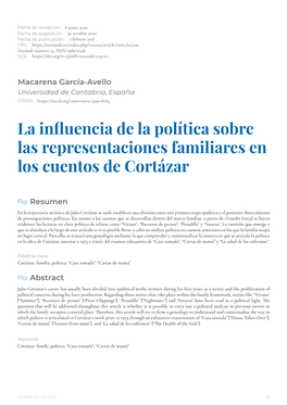 La Influencia De La Política Sobre Las Representaciones Familiares En Los Cuentos De Cortázar