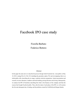 Facebook IPO Case Study